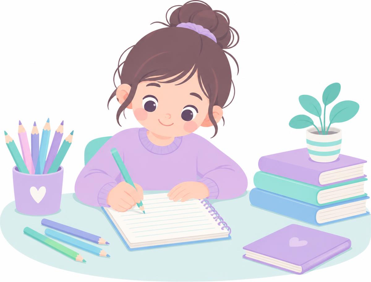 Niña haciendo sus tareas